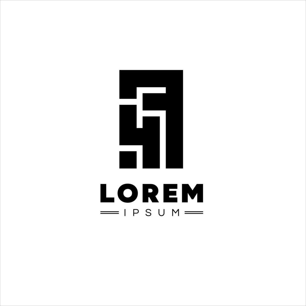 F letter and 4 number logo template, with abstract geometric style. vector