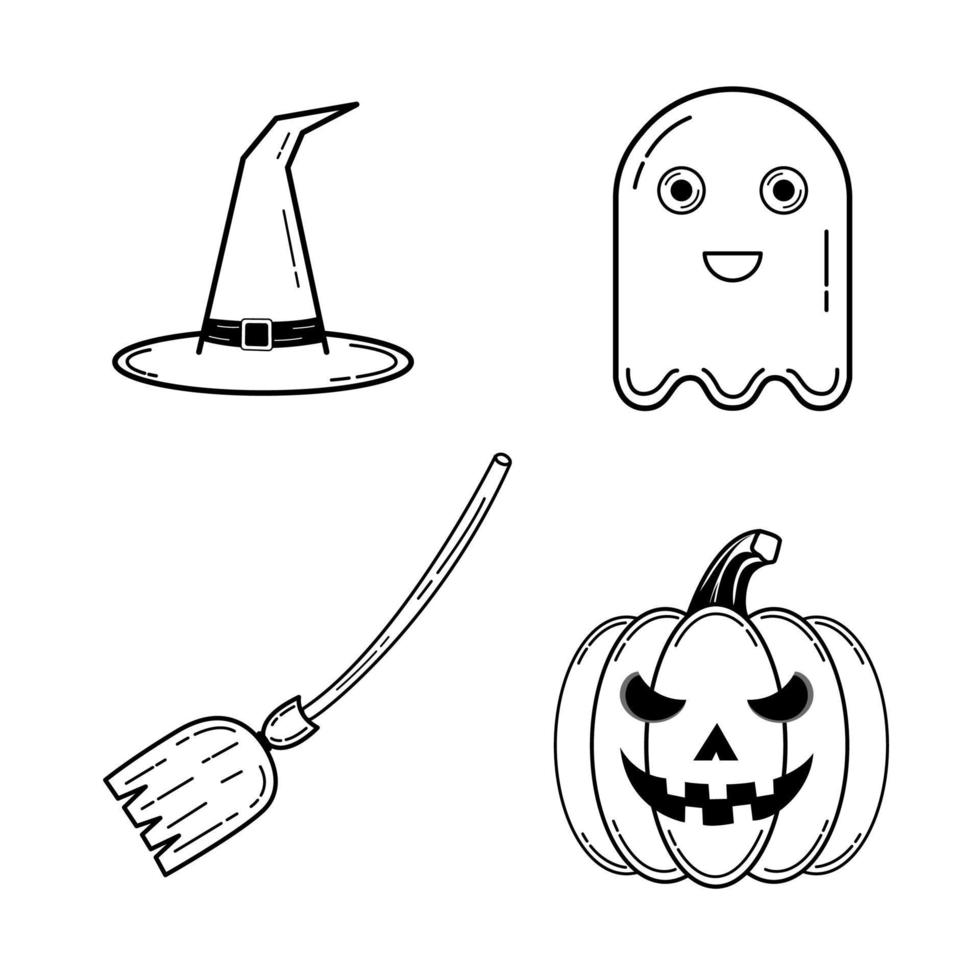 Halloween doodle elements in line shape vector
