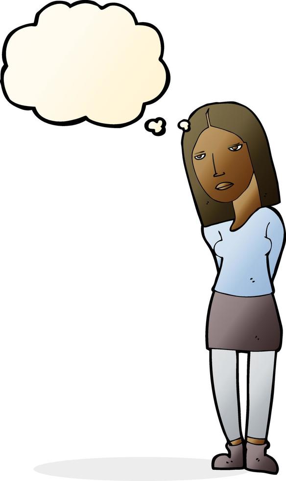 cartoon woman waiting with thought bubble vector