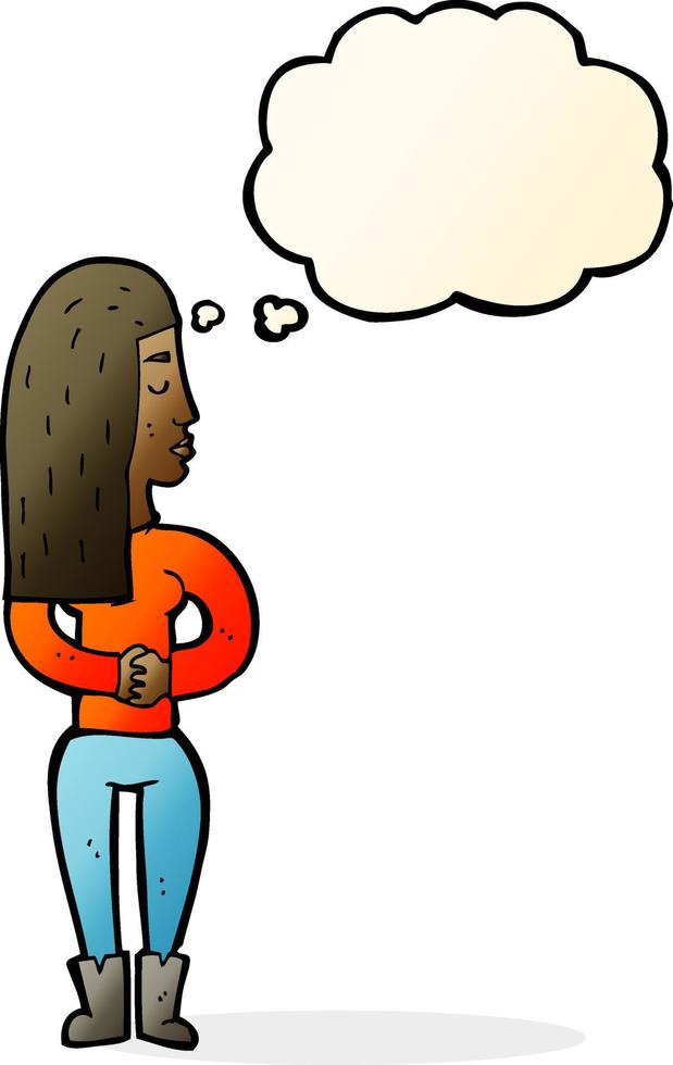 cartoon woman ignoring with thought bubble vector