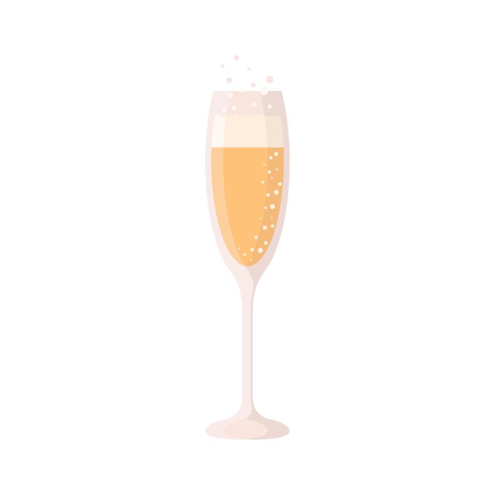 A glass of champagne on a white background. vector illustration