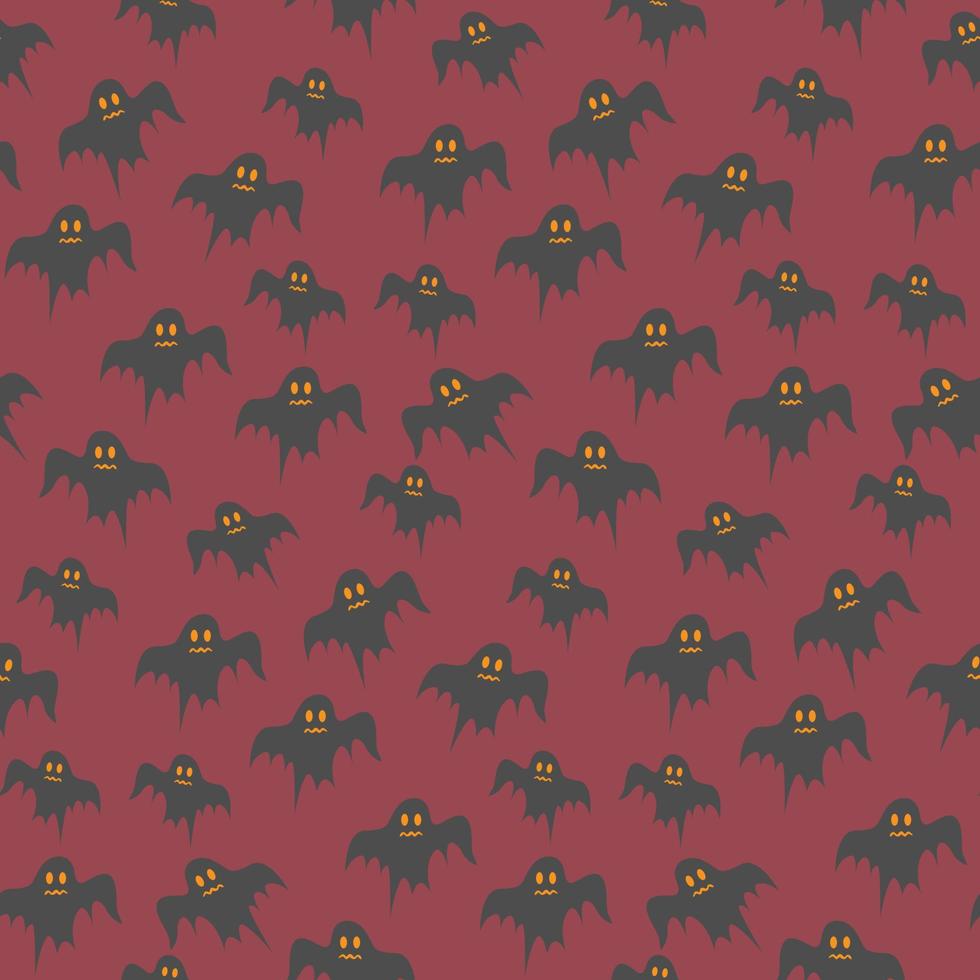 Seamless pattern with ghosts on a red background. vector illustration