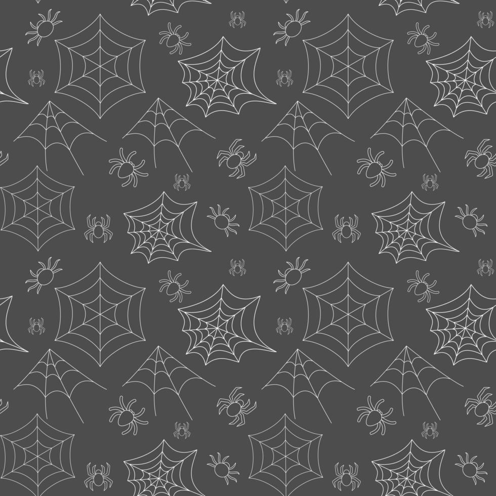 Seamless pattern with spider and spider web contours. vector illustration