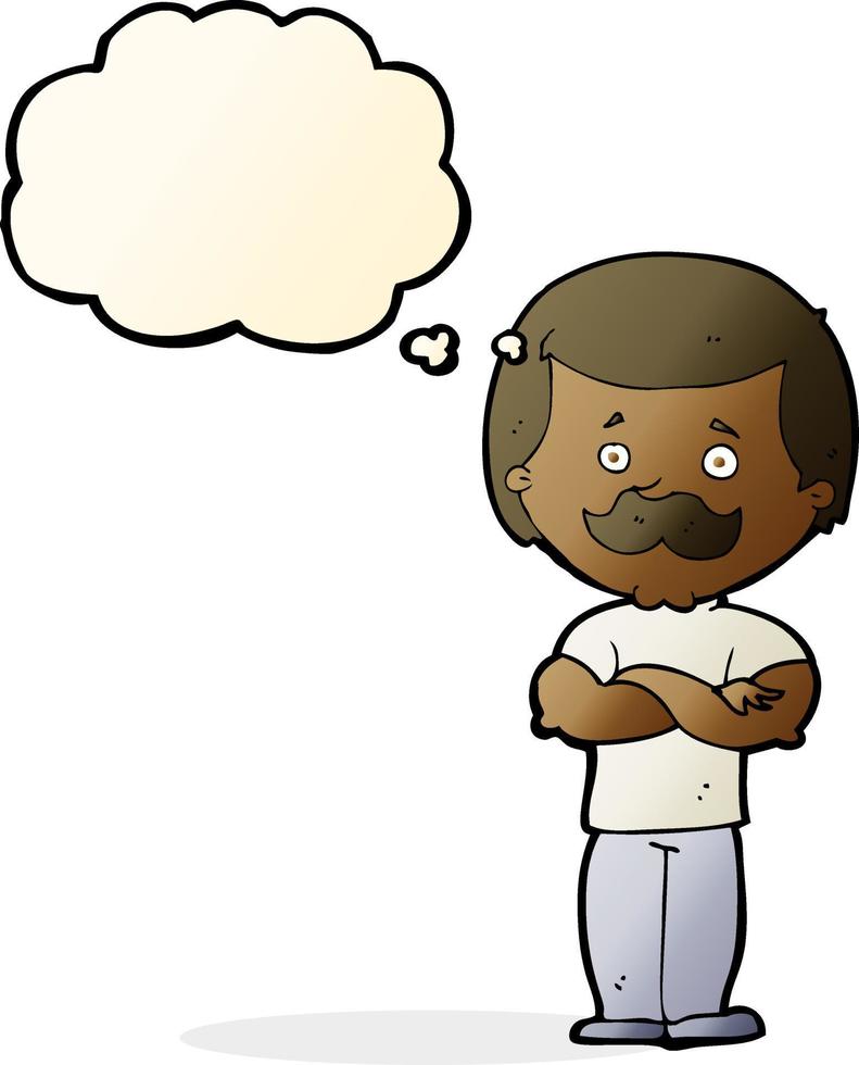 cartoon manly mustache man with thought bubble vector