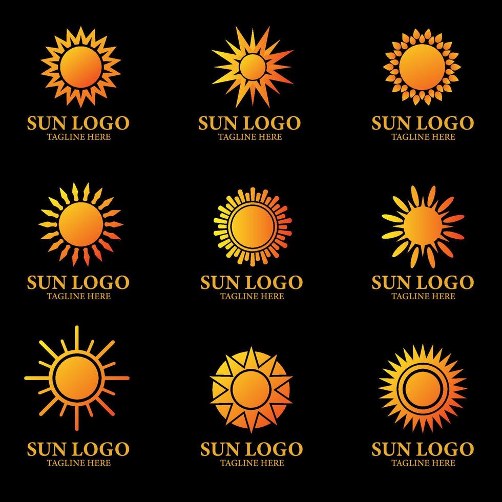 Modern Gradient Sun Logo Collection vector