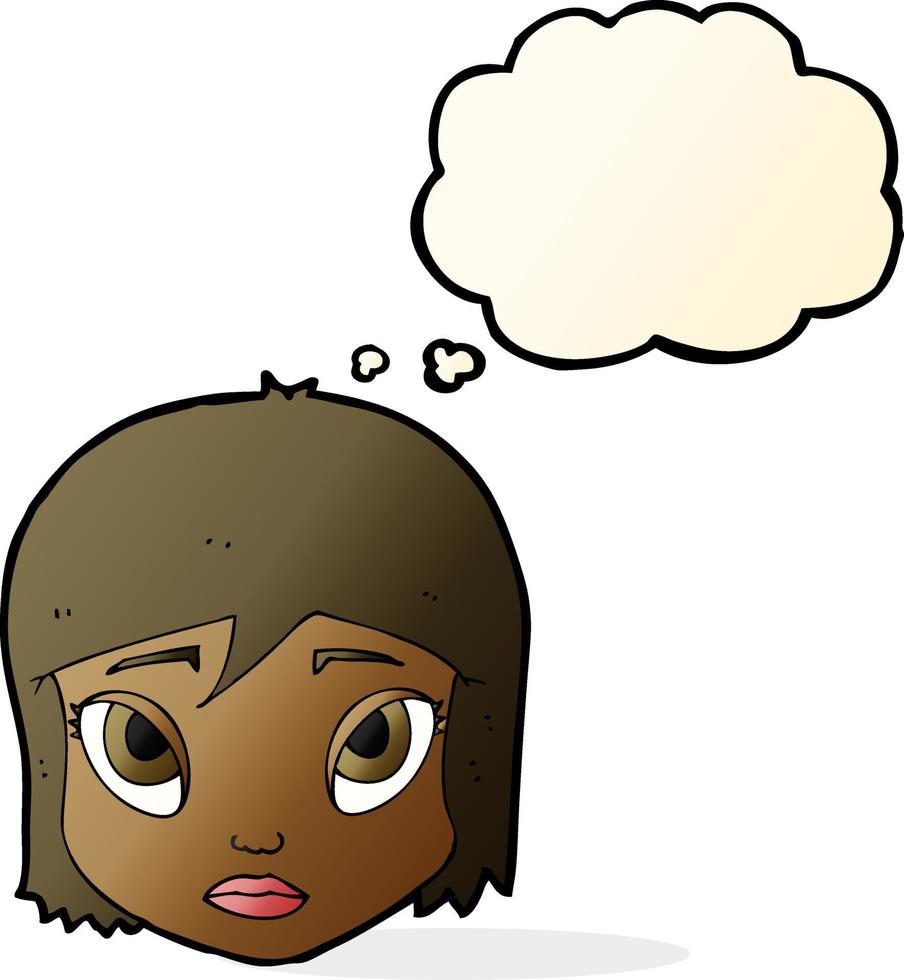 cartoon female face with thought bubble vector