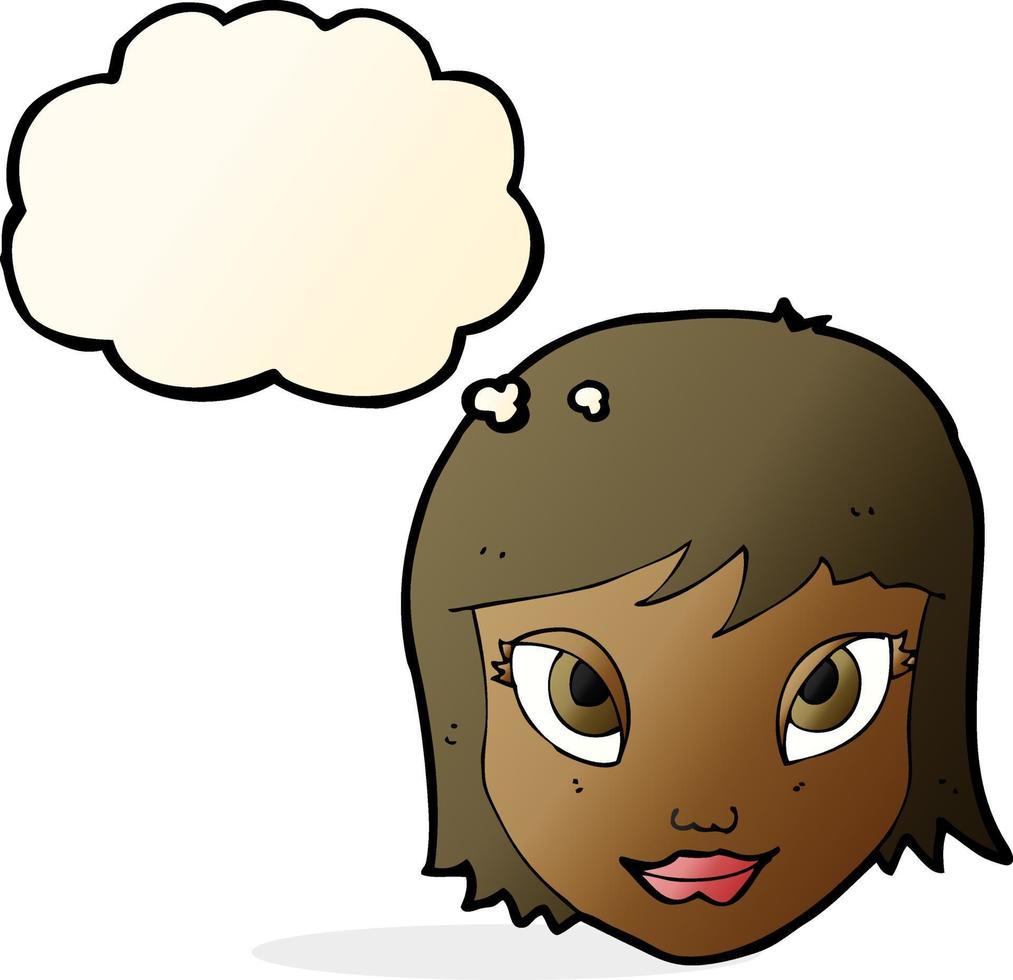 cartoon female face with thought bubble vector