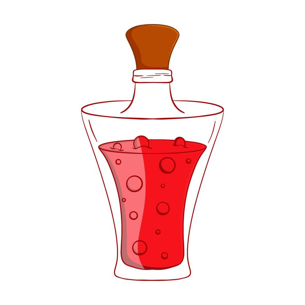 botella de vidrio de poción de dibujos animados. aislado sobre fondo blanco. vector