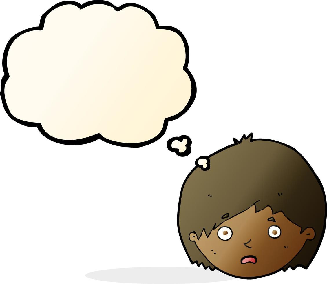 cartoon unhappy boy with thought bubble vector