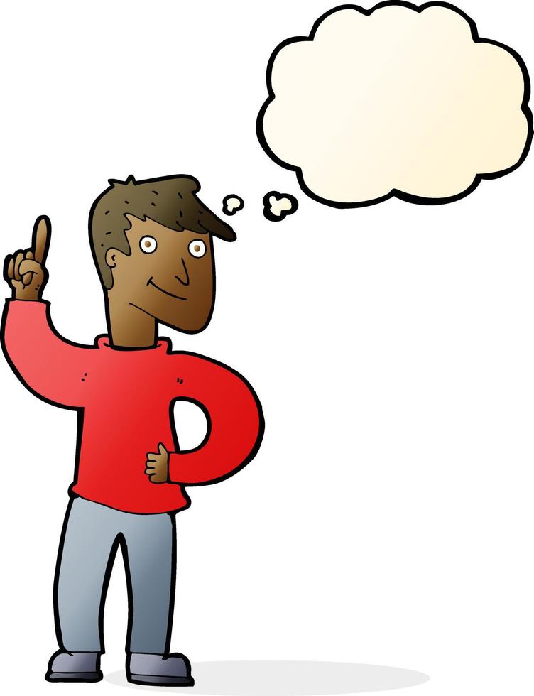 cartoon man with great idea with thought bubble vector