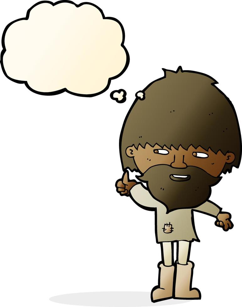 cartoon hippie man in wellington boots with thought bubble vector