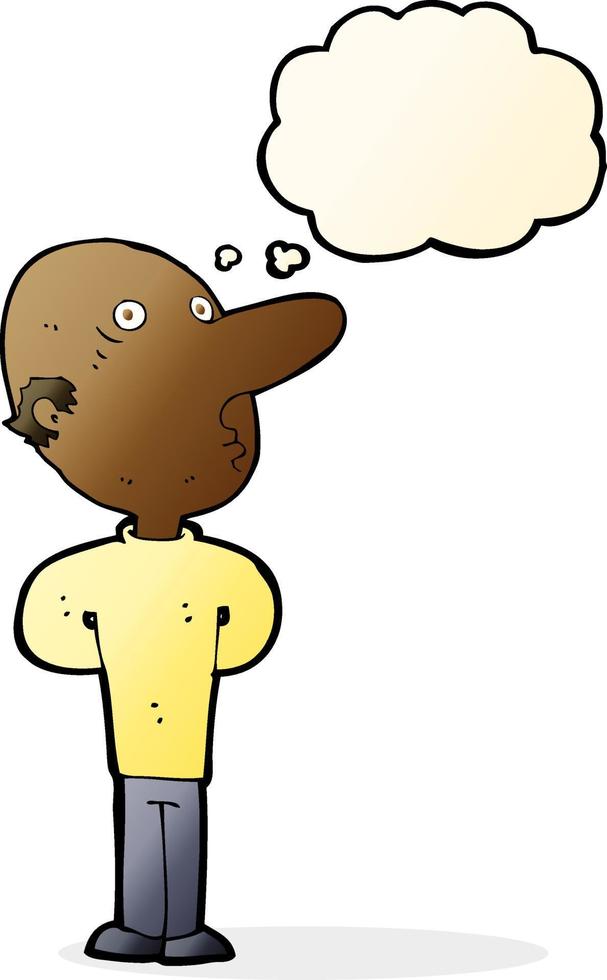 cartoon balding man with thought bubble vector