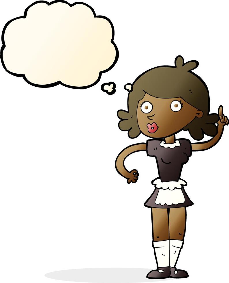 cartoon surprised maid with thought bubble vector