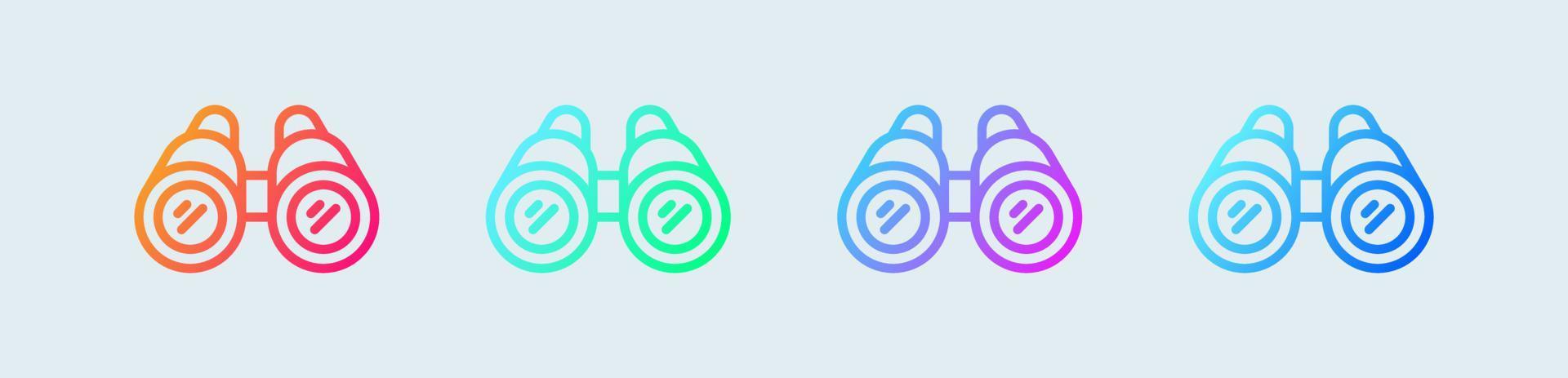 Binoculars line icon in gradient colors. Discovery signs vector illustration.