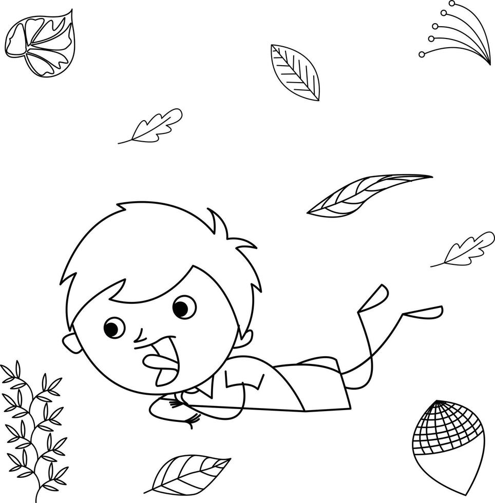cute illustration of a boy on his stomach happy vector