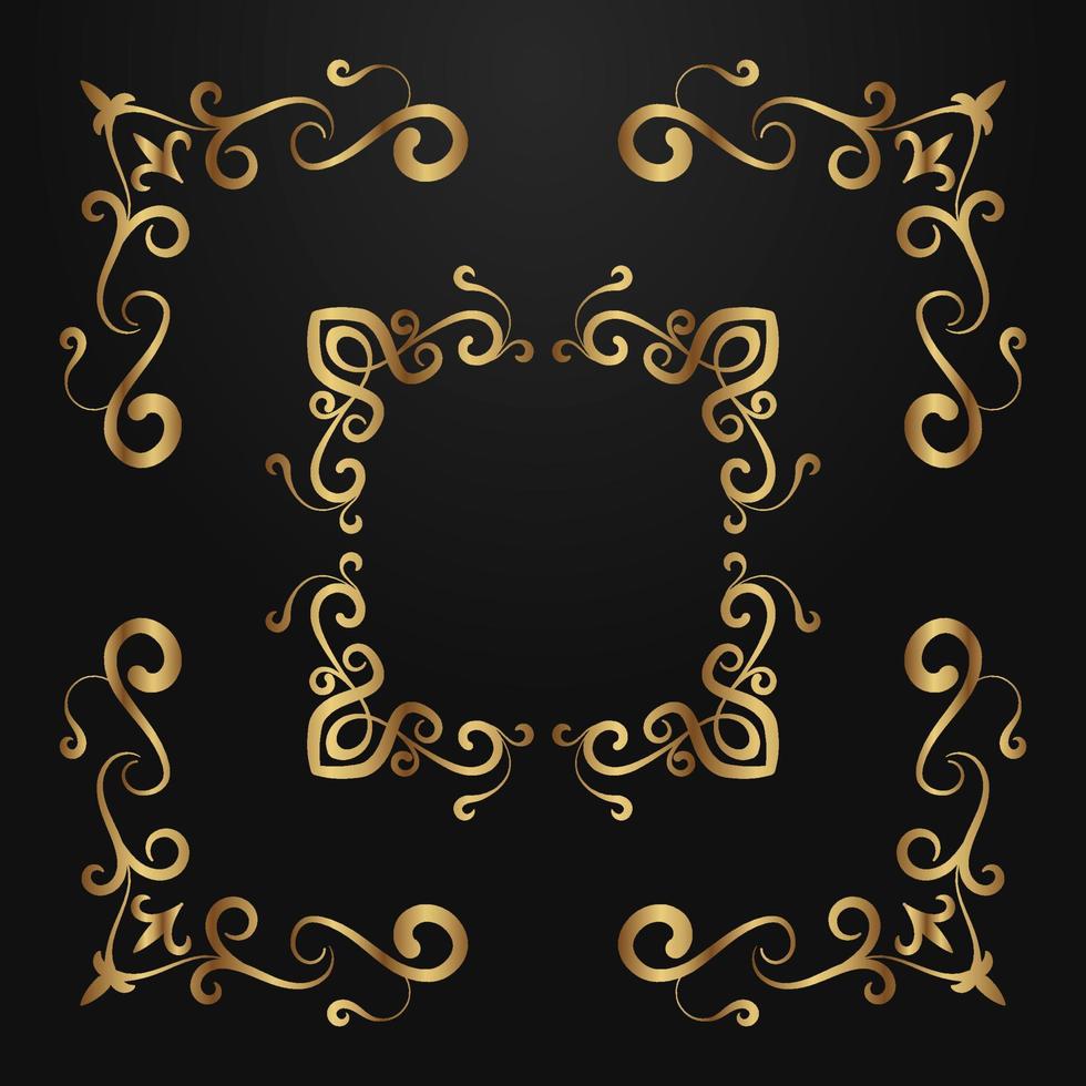 set of vintage gold frame, border ornament vector