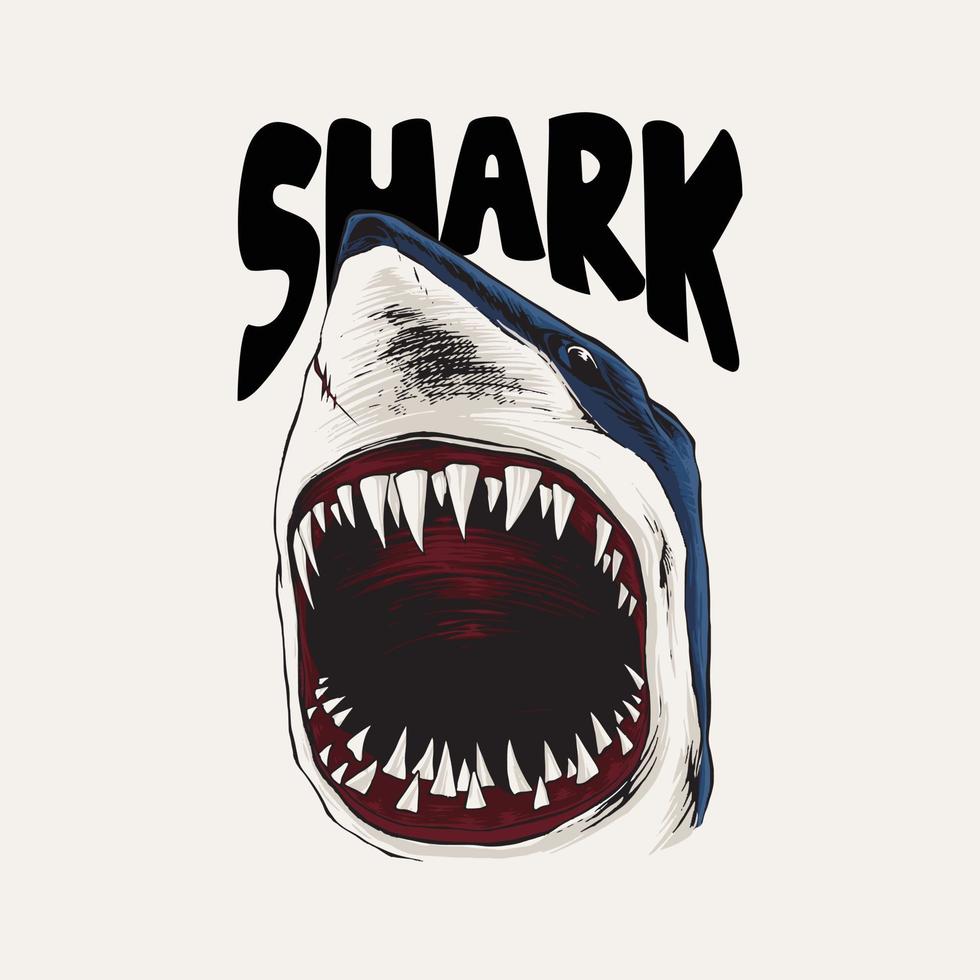 ilustración de tiburón salvaje con dientes afilados vector
