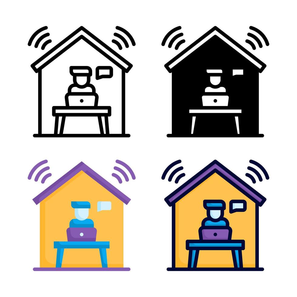 Teleworking Icon Set Style Collection vector