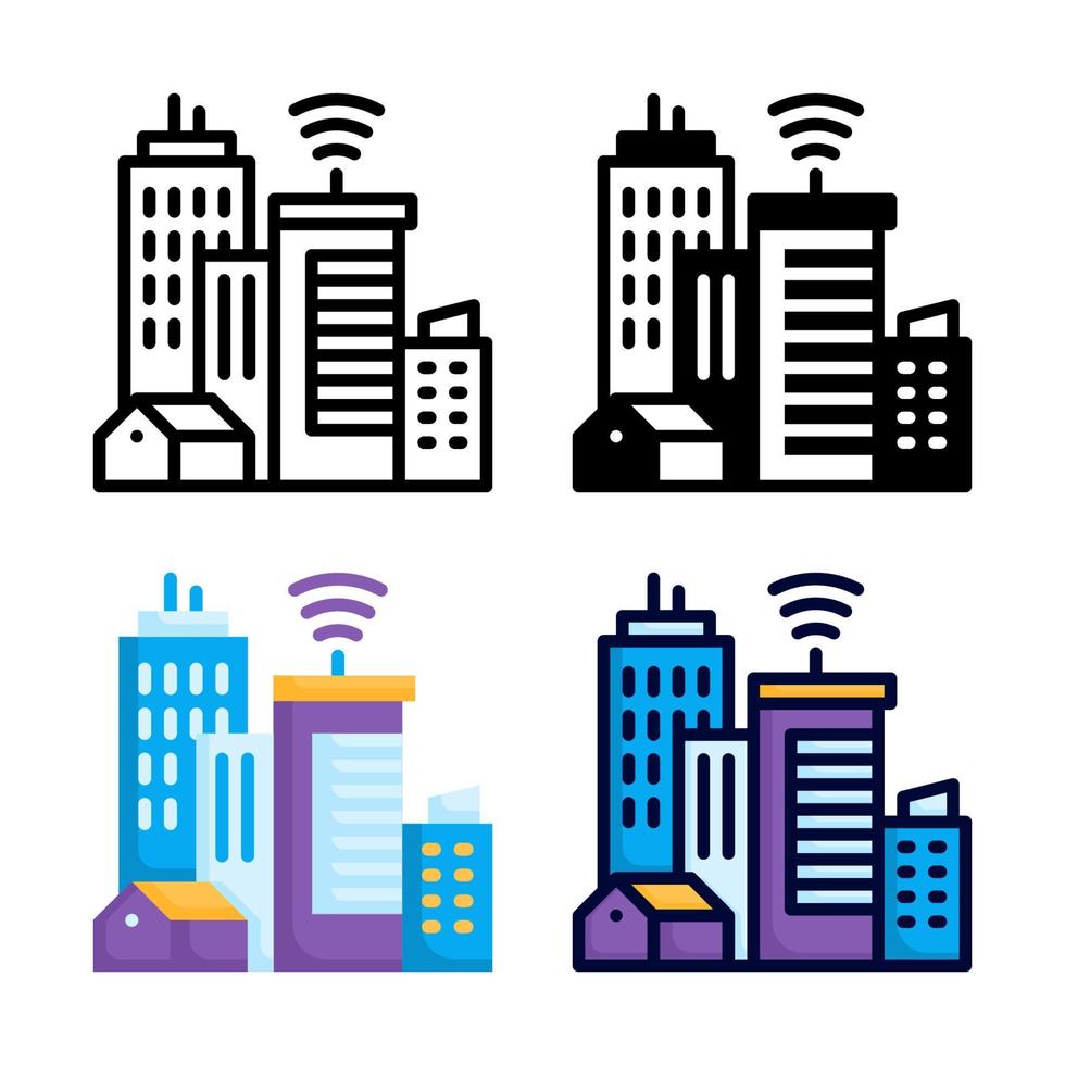 Smart City Icon Set Style Collection vector