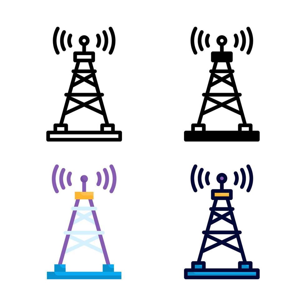 colección de estilo de conjunto de iconos de telecomunicaciones vector