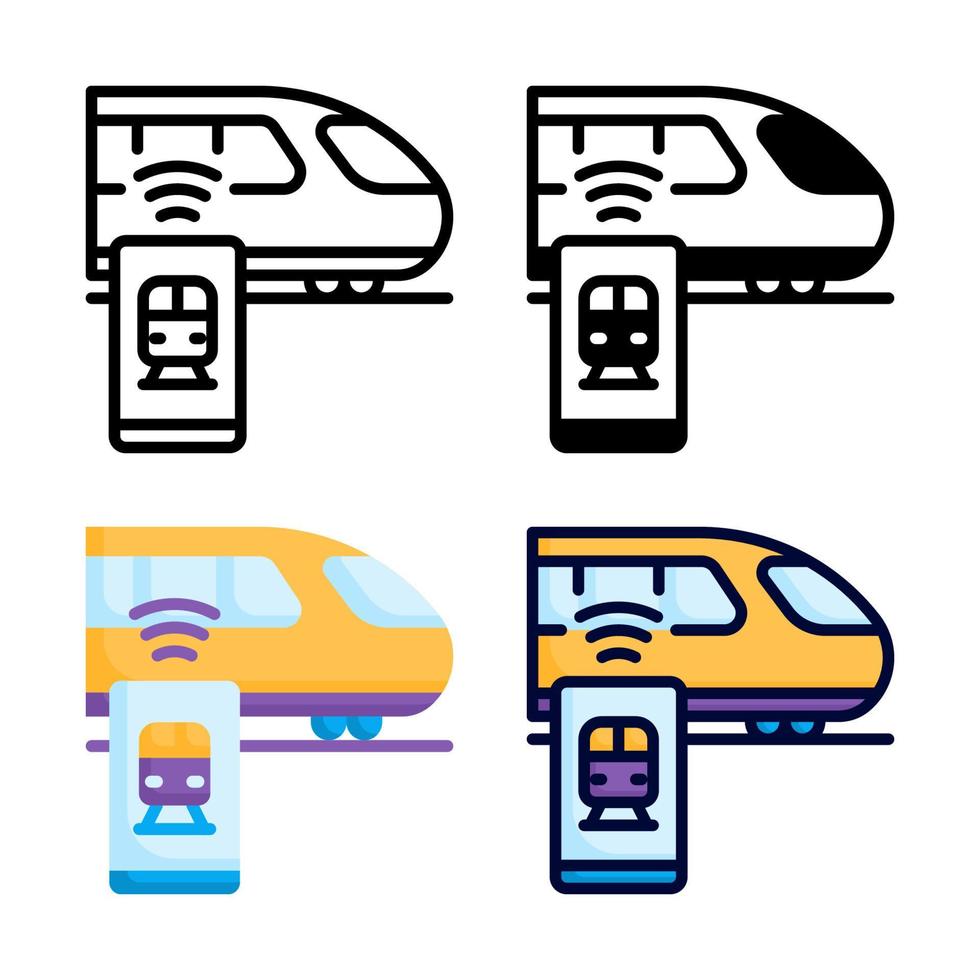 colección de estilo de conjunto de iconos de tren vector