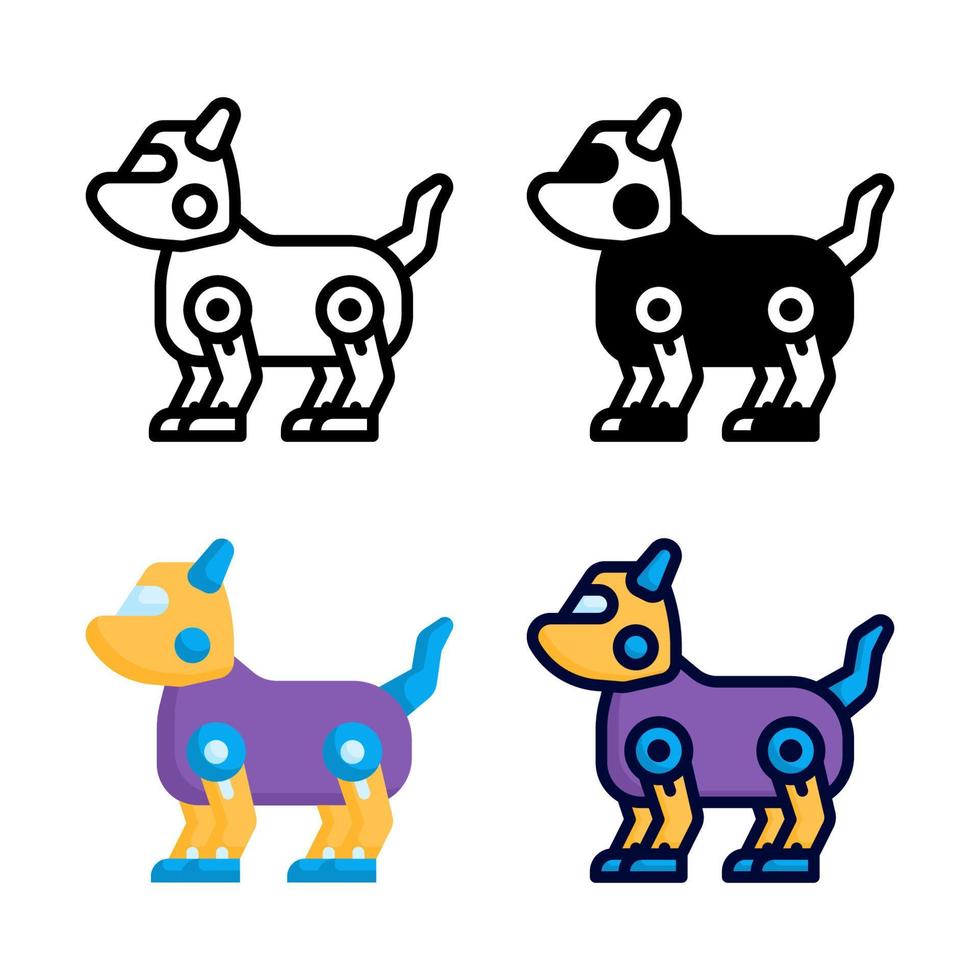 Robot Dog Icon Set Style Collection vector