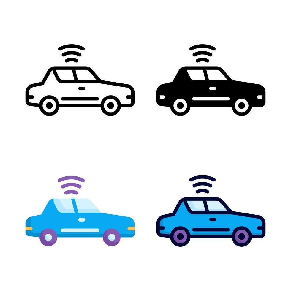 Autonomous Car Icon Set Style Collection vector