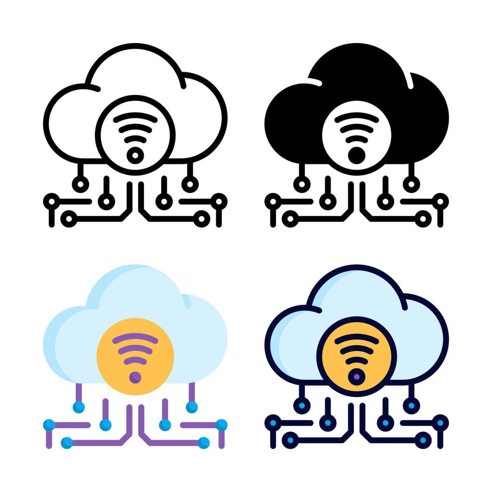 Cloud IOT Icon Set Style Collection vector