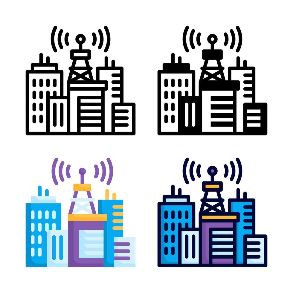 colección de estilo de conjunto de iconos de ciudad inteligente iot vector