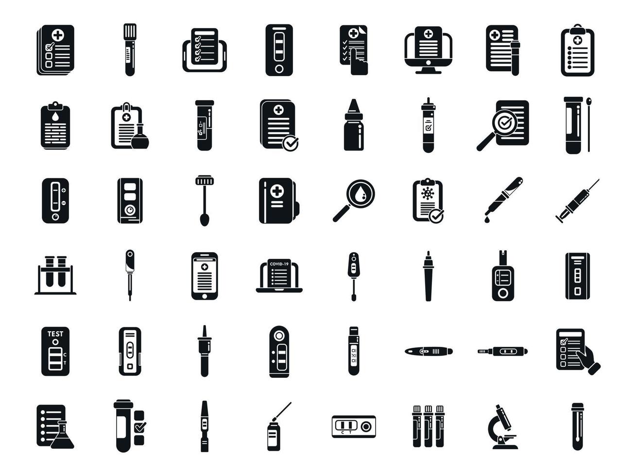 Test result icons set simple vector. Hiv test vector