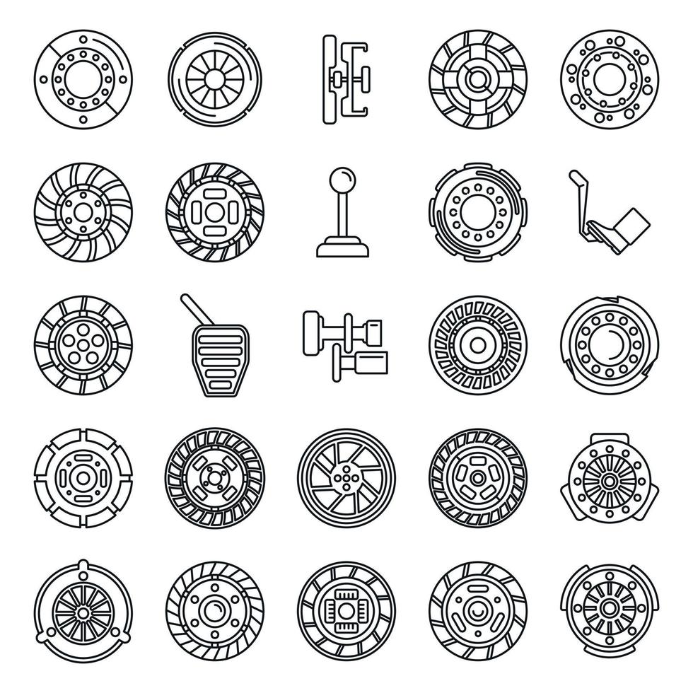 Clutch icons set outline vector. Machine engine vector