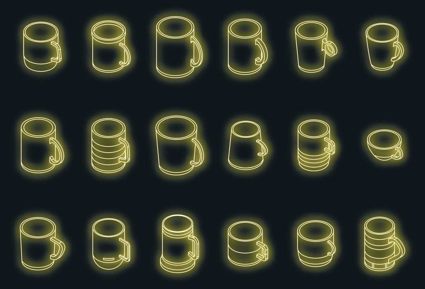 Mug icons set vector neon