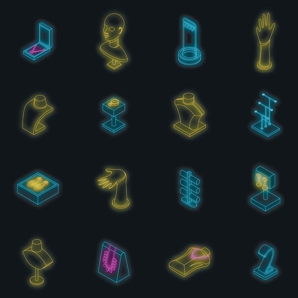 conjunto de iconos ficticios de joyería neón vectorial vector