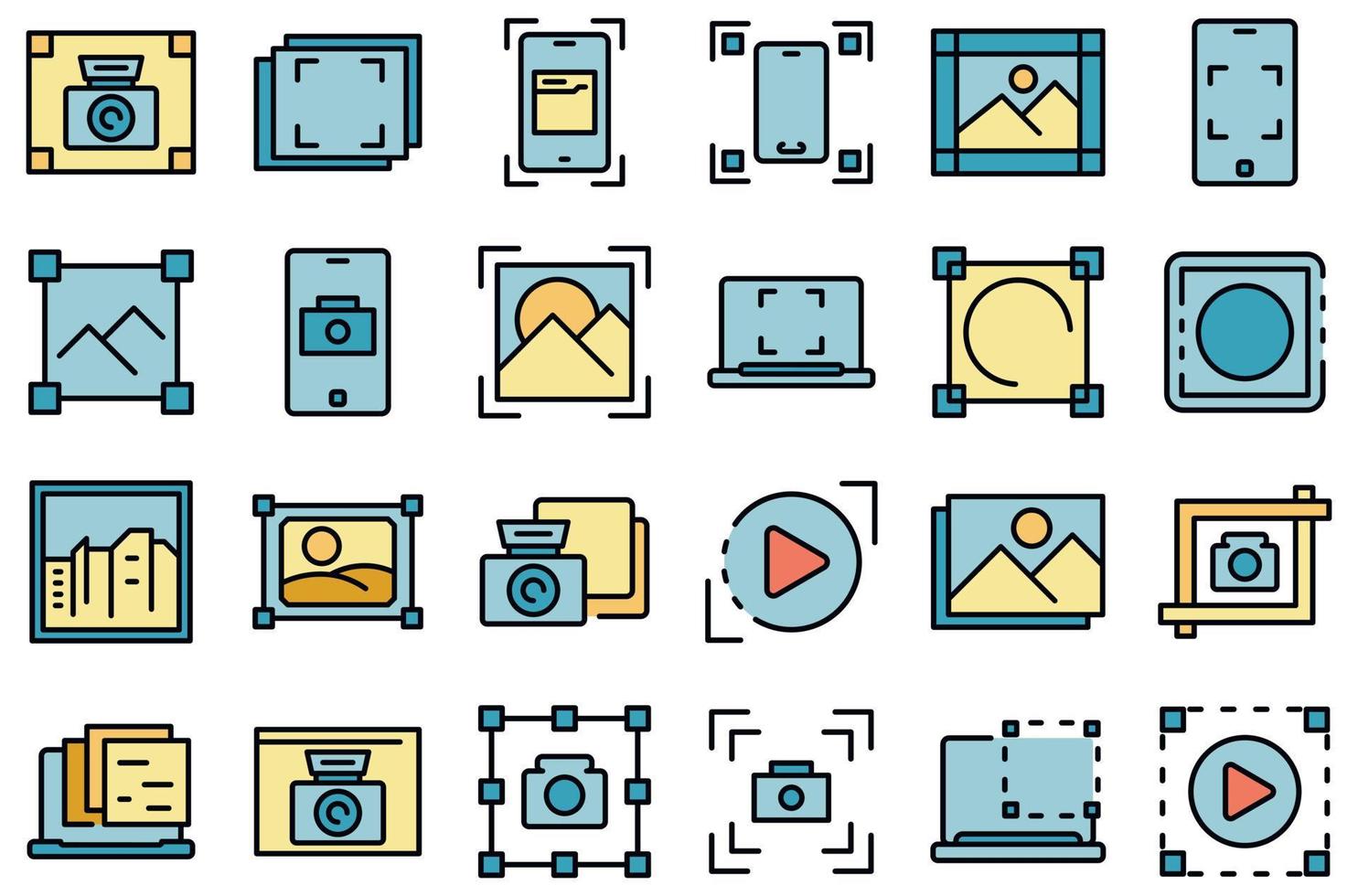 Screenshot icons set vector flat