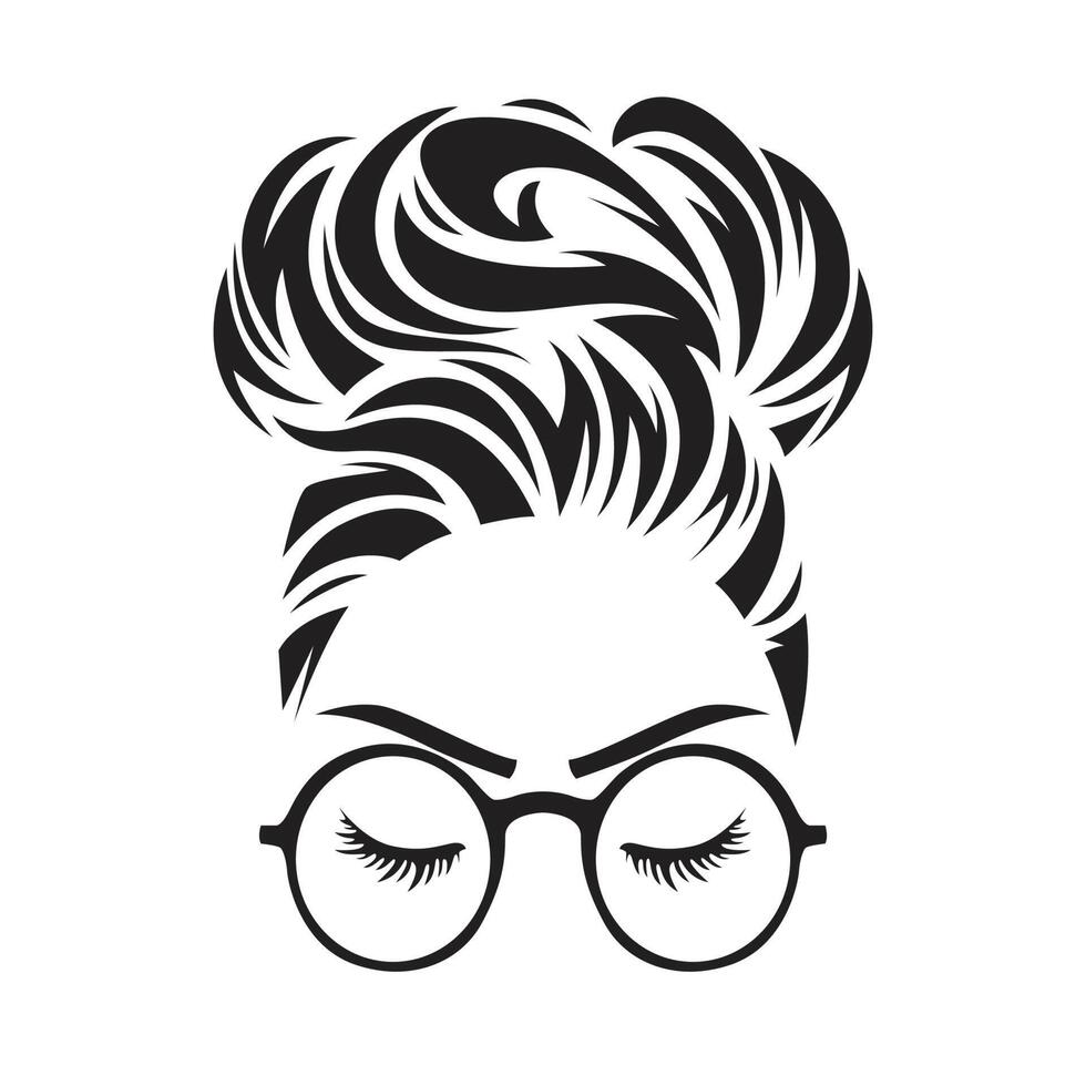 girl with cute bun hairstyle. bun hairstyle vector 12320928 Vector Art ...