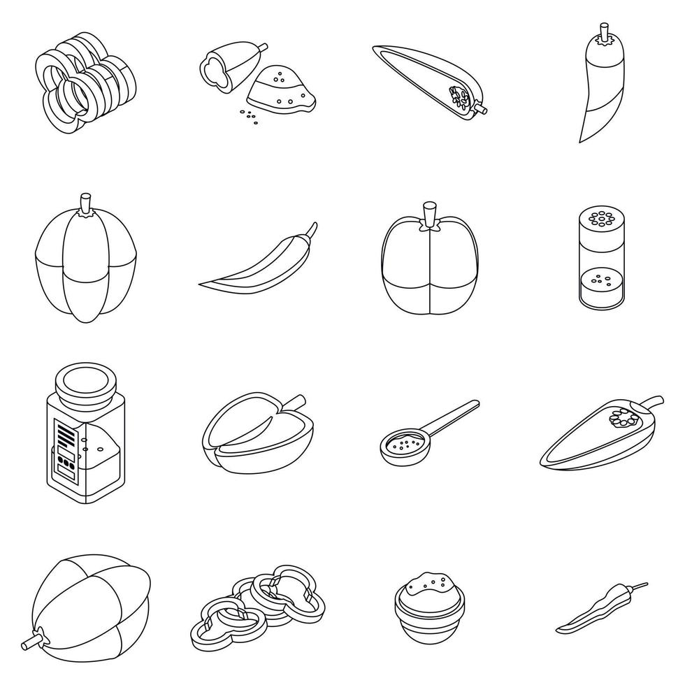 Paprica icons set vector outline