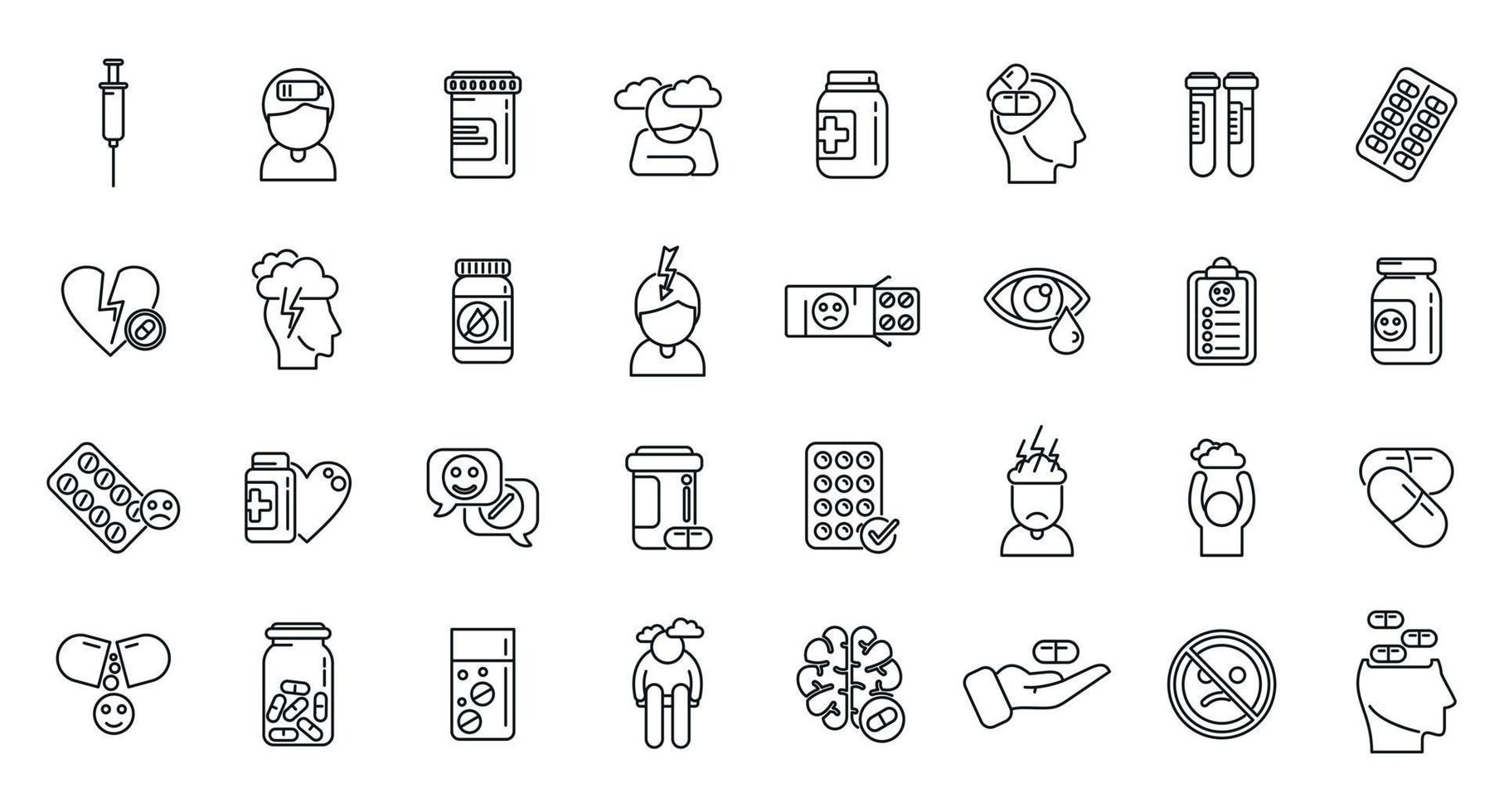 Antidepressant icons set outline vector. Family health vector
