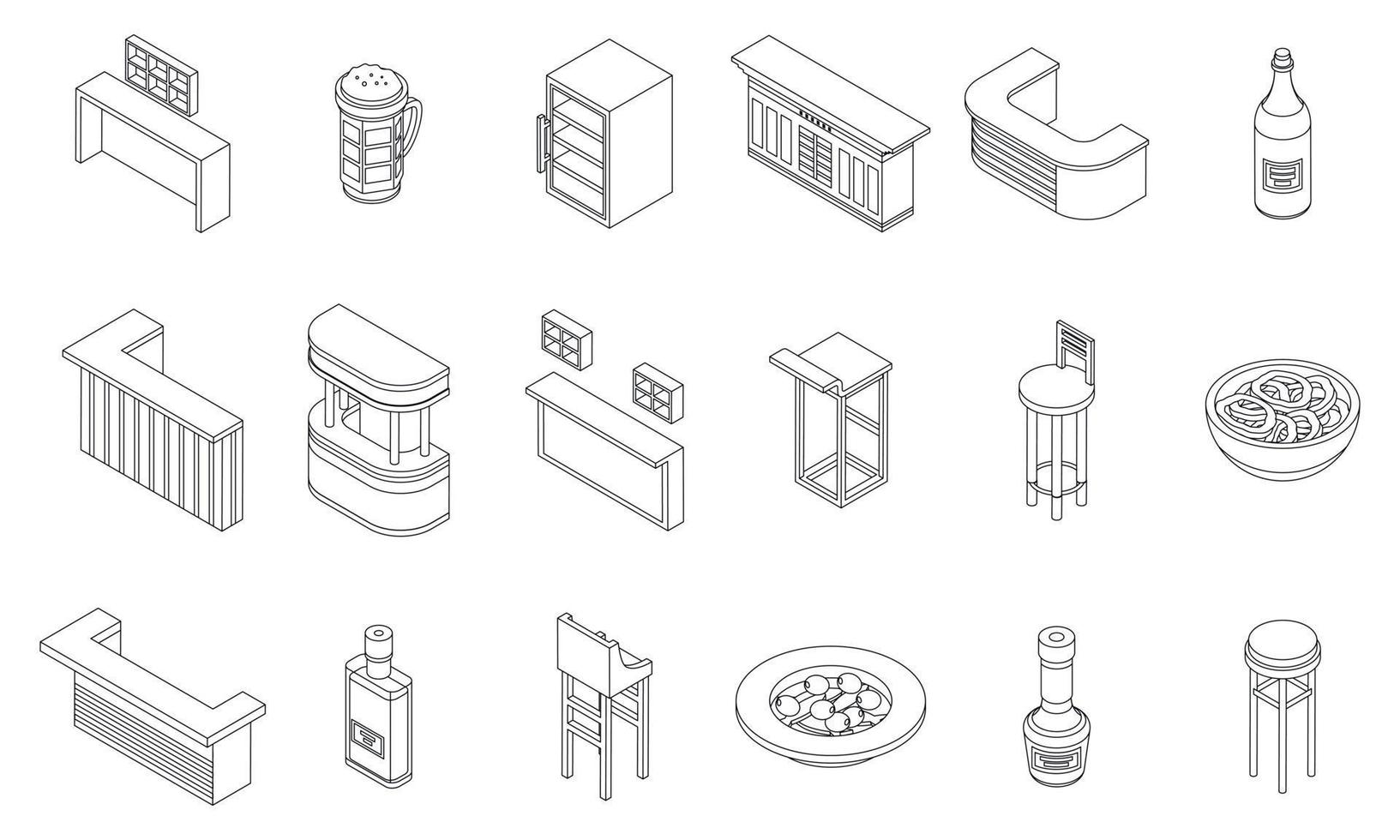 Bar counter icons set vector outline