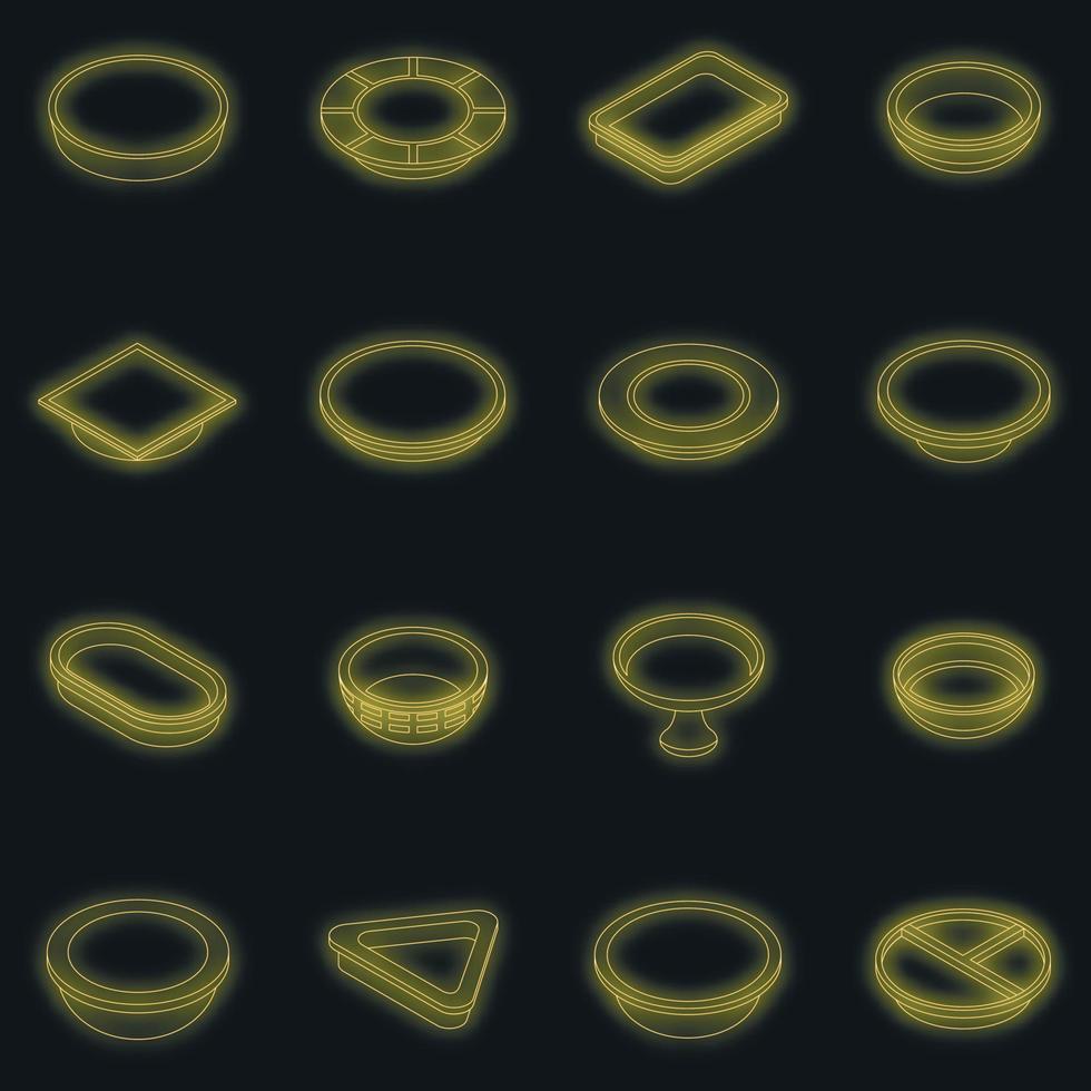 Plate icons set vector neon