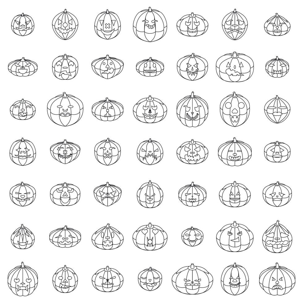 Pumpkin icons set vector outline