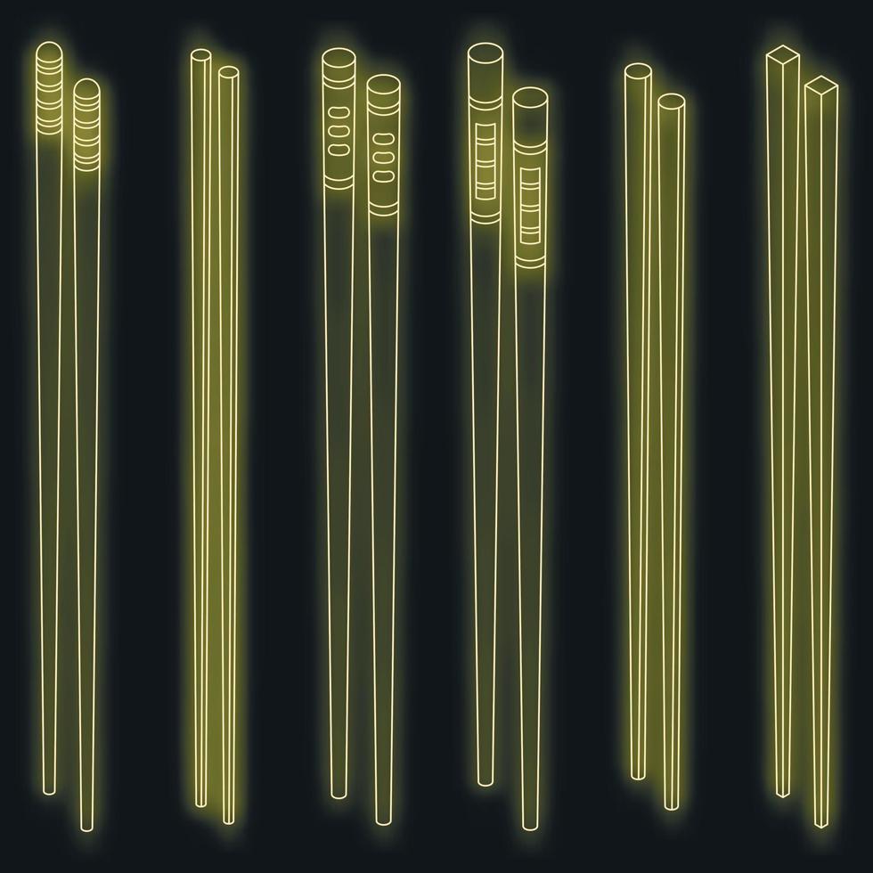 Chopsticks icons set vector neon
