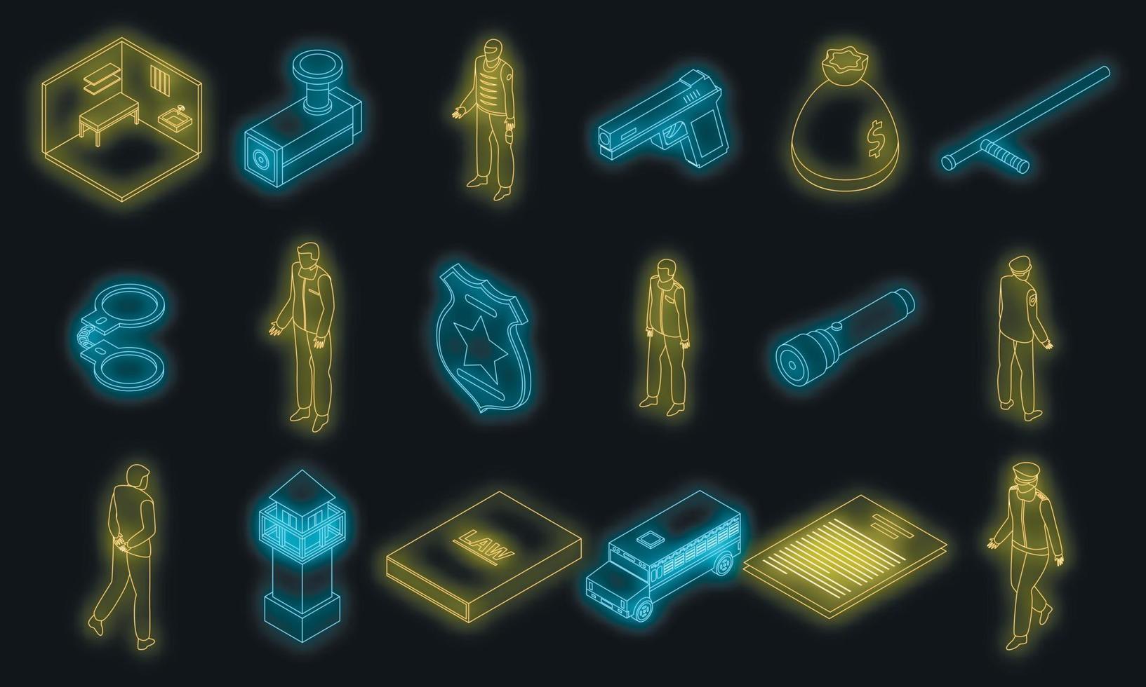 conjunto de iconos de prisión neón vectorial vector