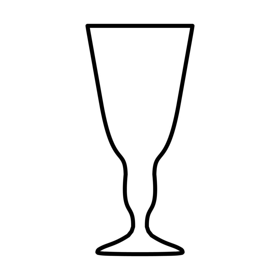 Ilustración de vector de línea de taza de bebida vacía. cristalería de pictograma simple para cocina y símbolo de copa delgada. vaso de vidrio de contorno aislado en blanco. boceto de diseño plano de taza de bebida. taza de línea simple