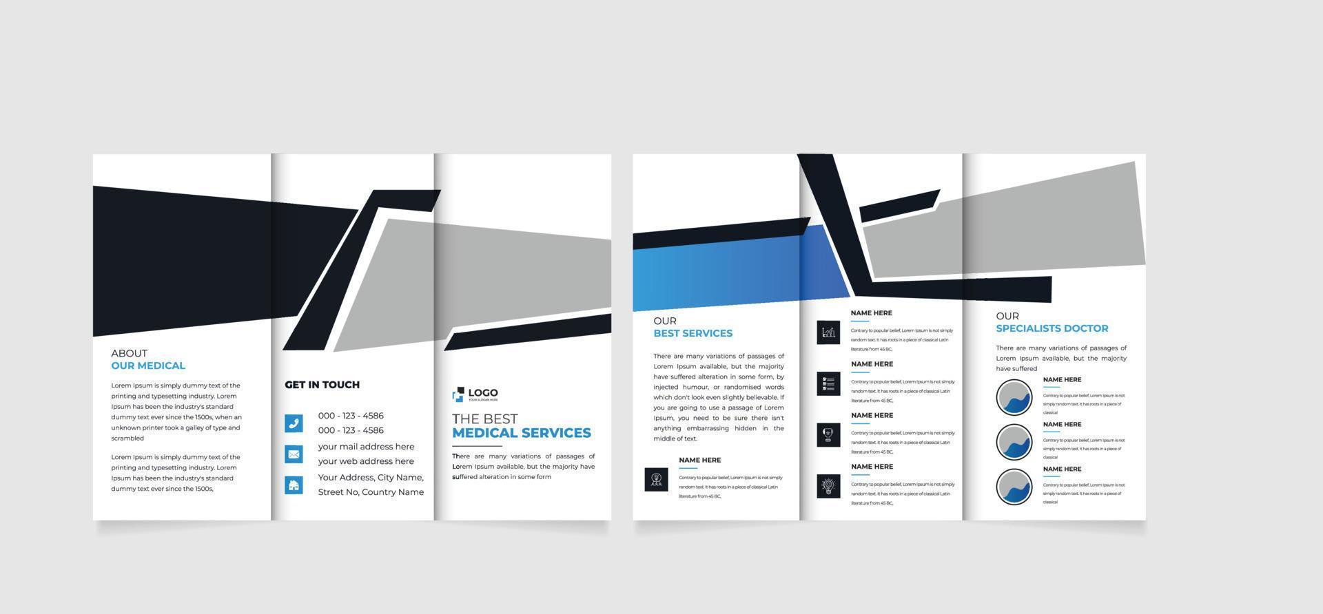 Medical and Hospital tri-fold brochure design template, Modern cover brochure vector