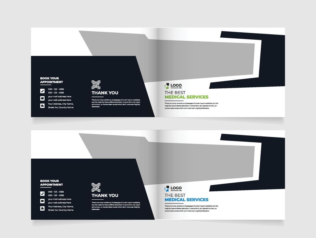 Landscape cover design. Blue corporate business rectangle cover template brochure, report, catalog, magazine. Modern cover vector