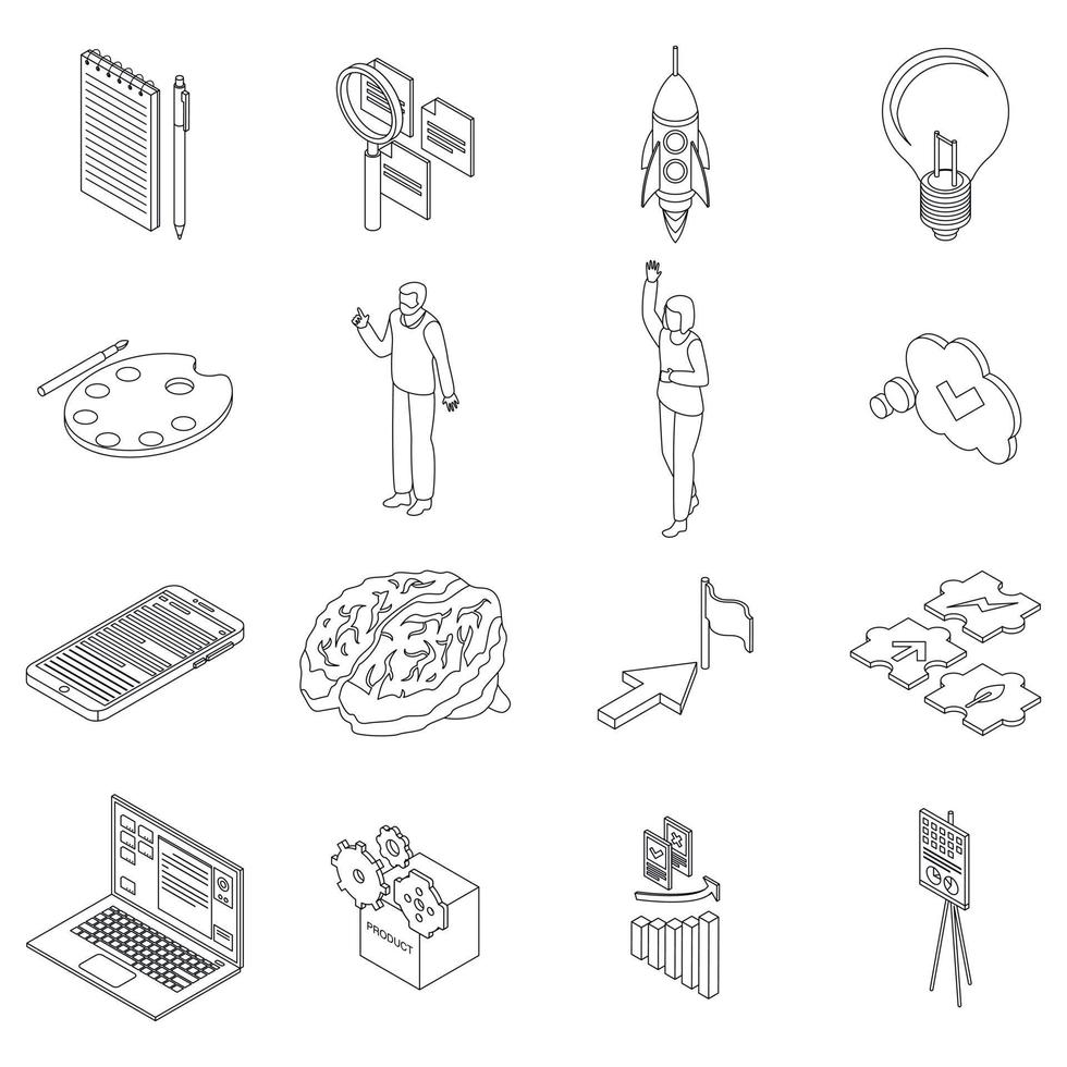 Idea icons set vector outline