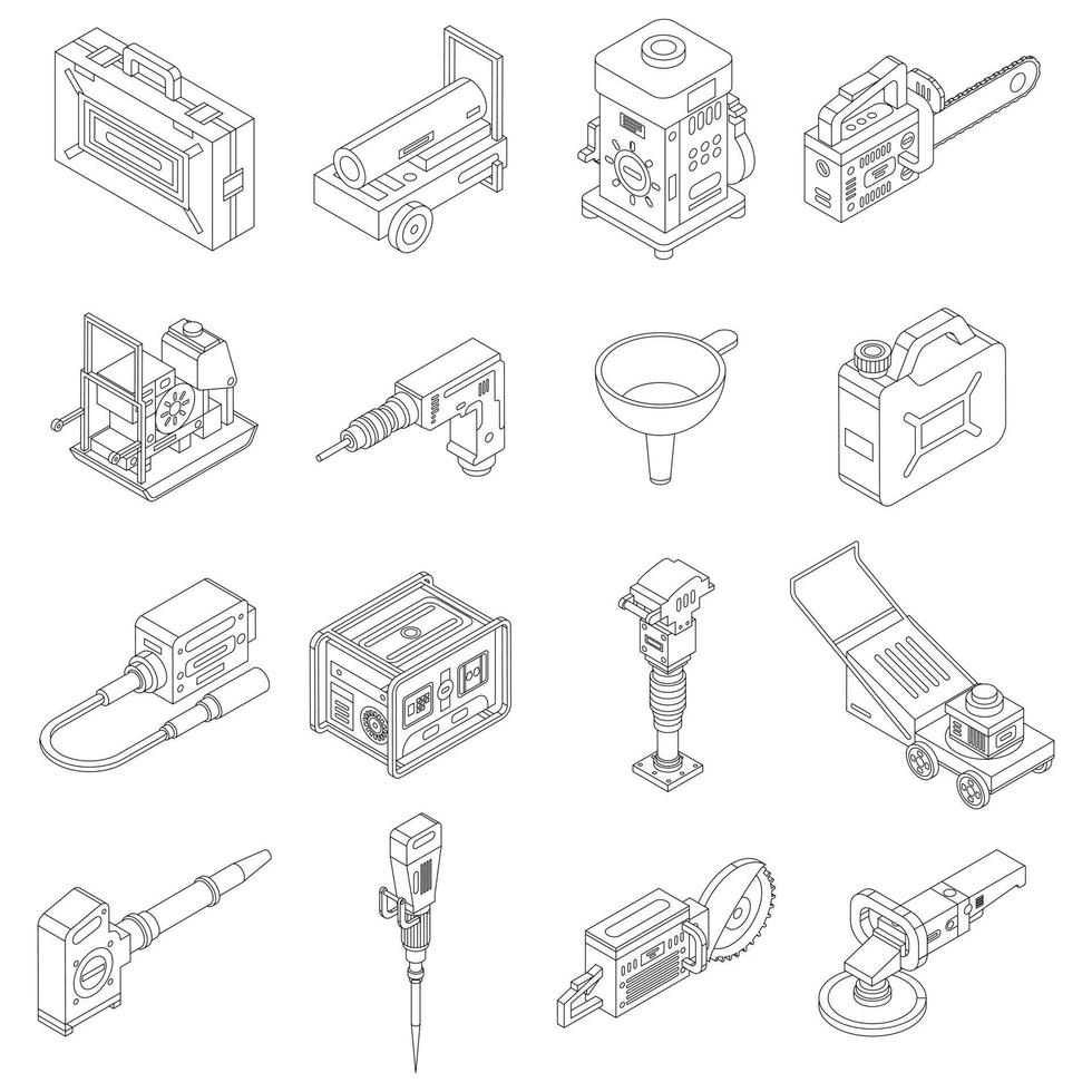 conjunto de iconos de herramientas de gasolina contorno vectorial vector