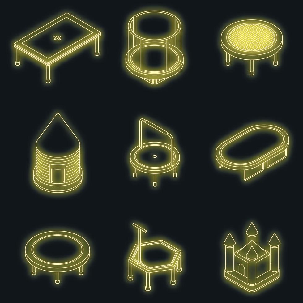 Trampoline icons set vector neon