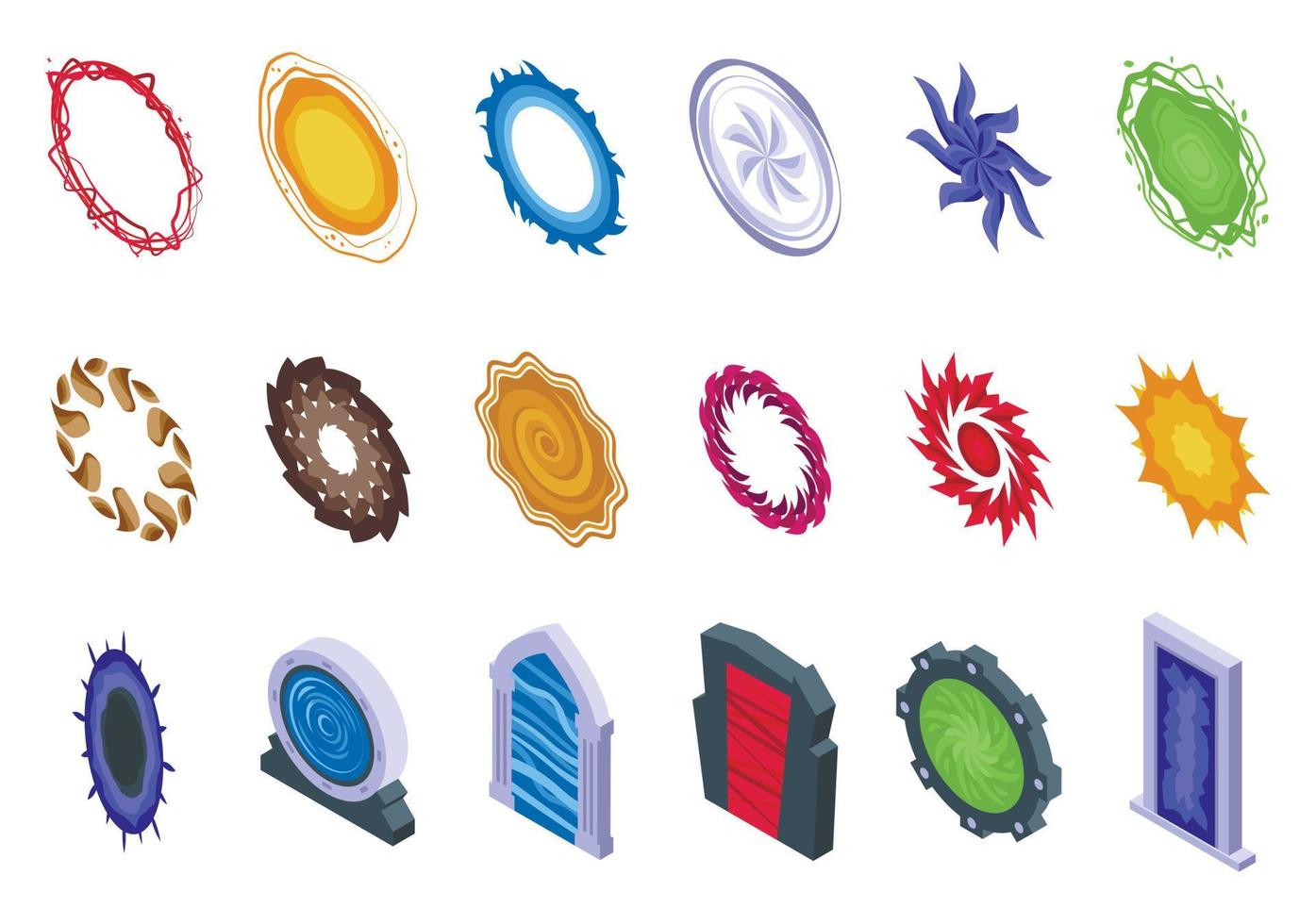 Portal icons set isometric vector. Digital stage vector