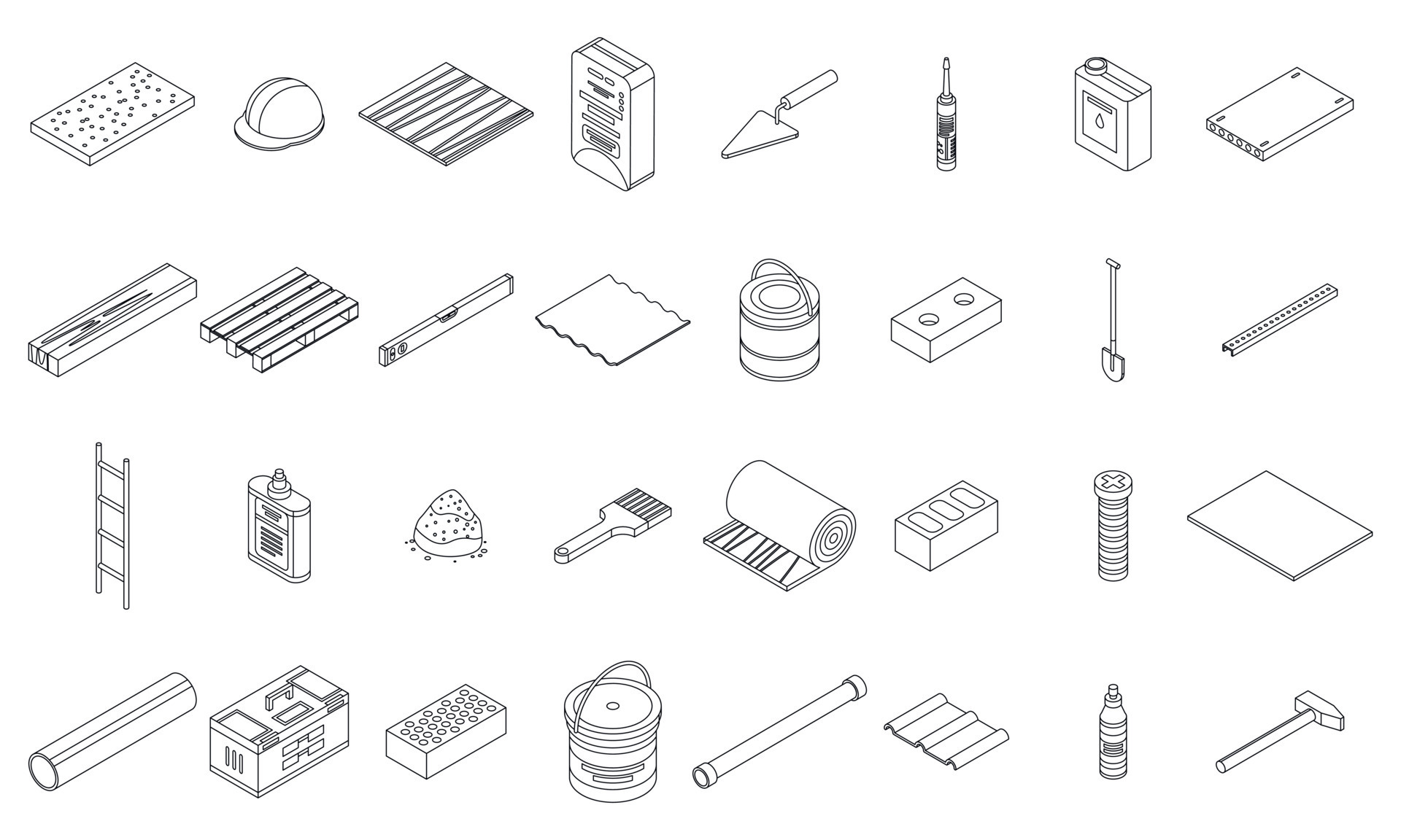 Construction materials icons set vector outline 12321299 Vector Art at